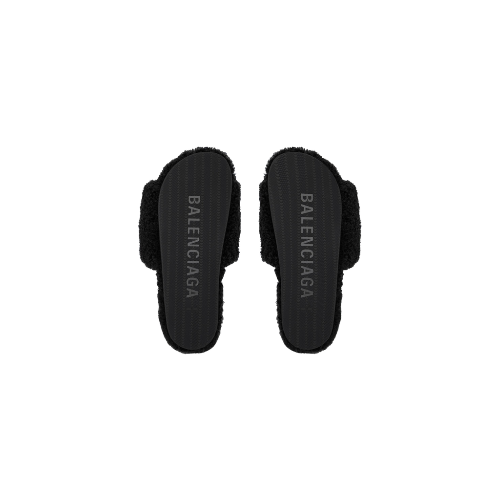 Balenciaga Furry Slide - Jet Black