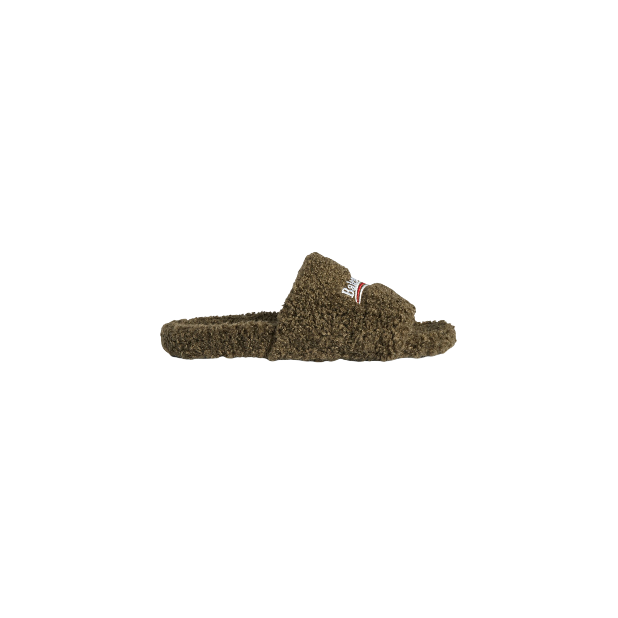 Balenciaga Furry Slide - Olive