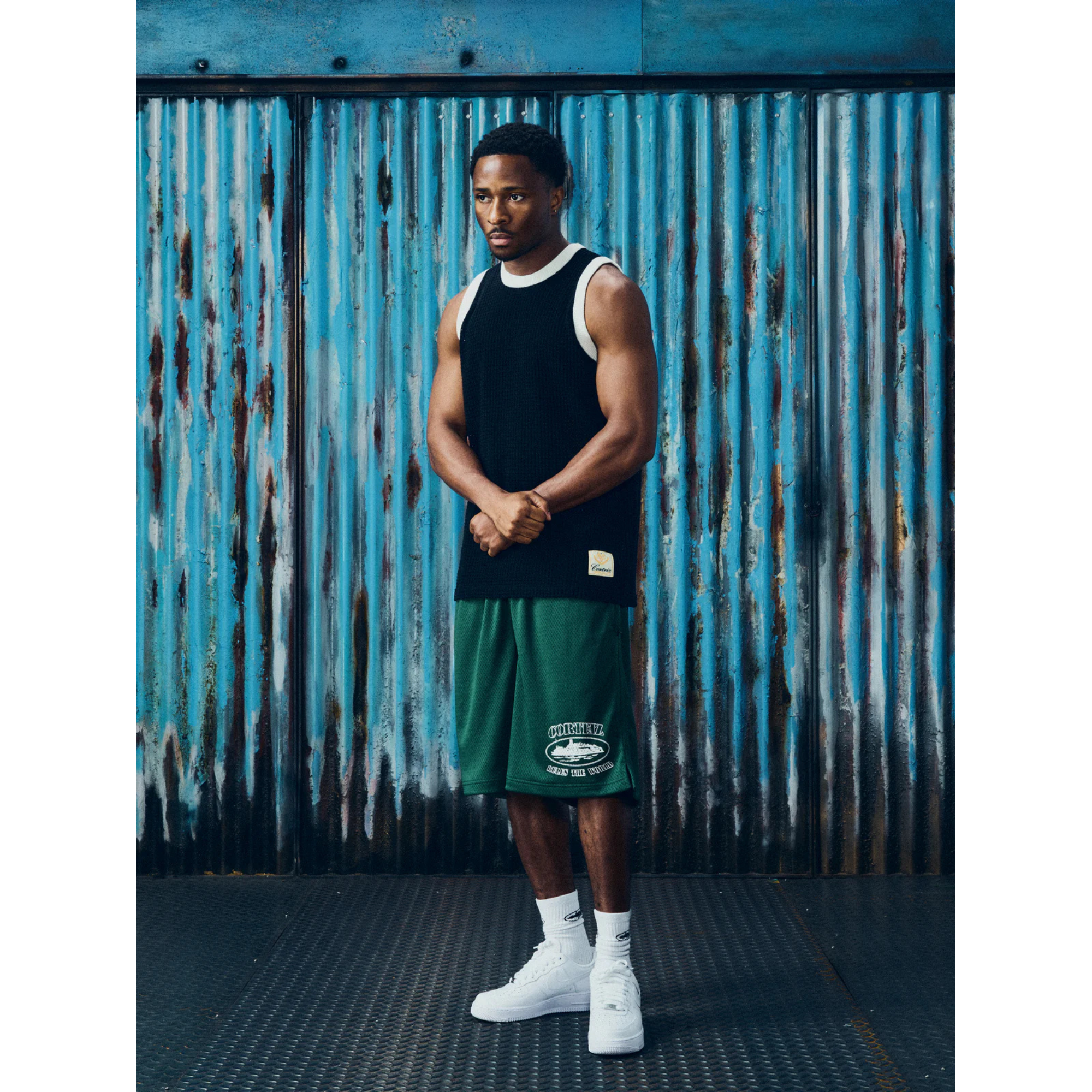 Corteiz Alcatraz Mesh Shorts Forest Green