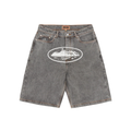 Corteiz Alcatraz Denim Shorts Grey