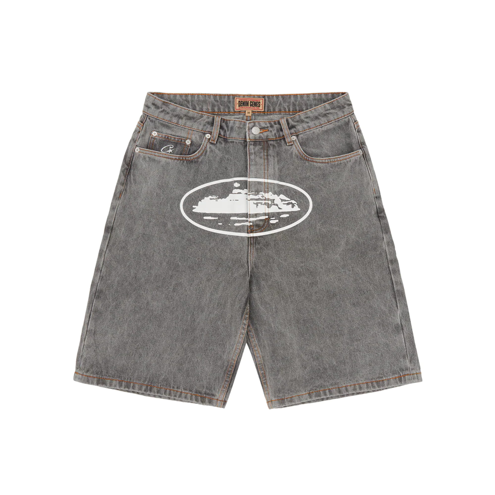 Corteiz Alcatraz Denim Shorts Grey