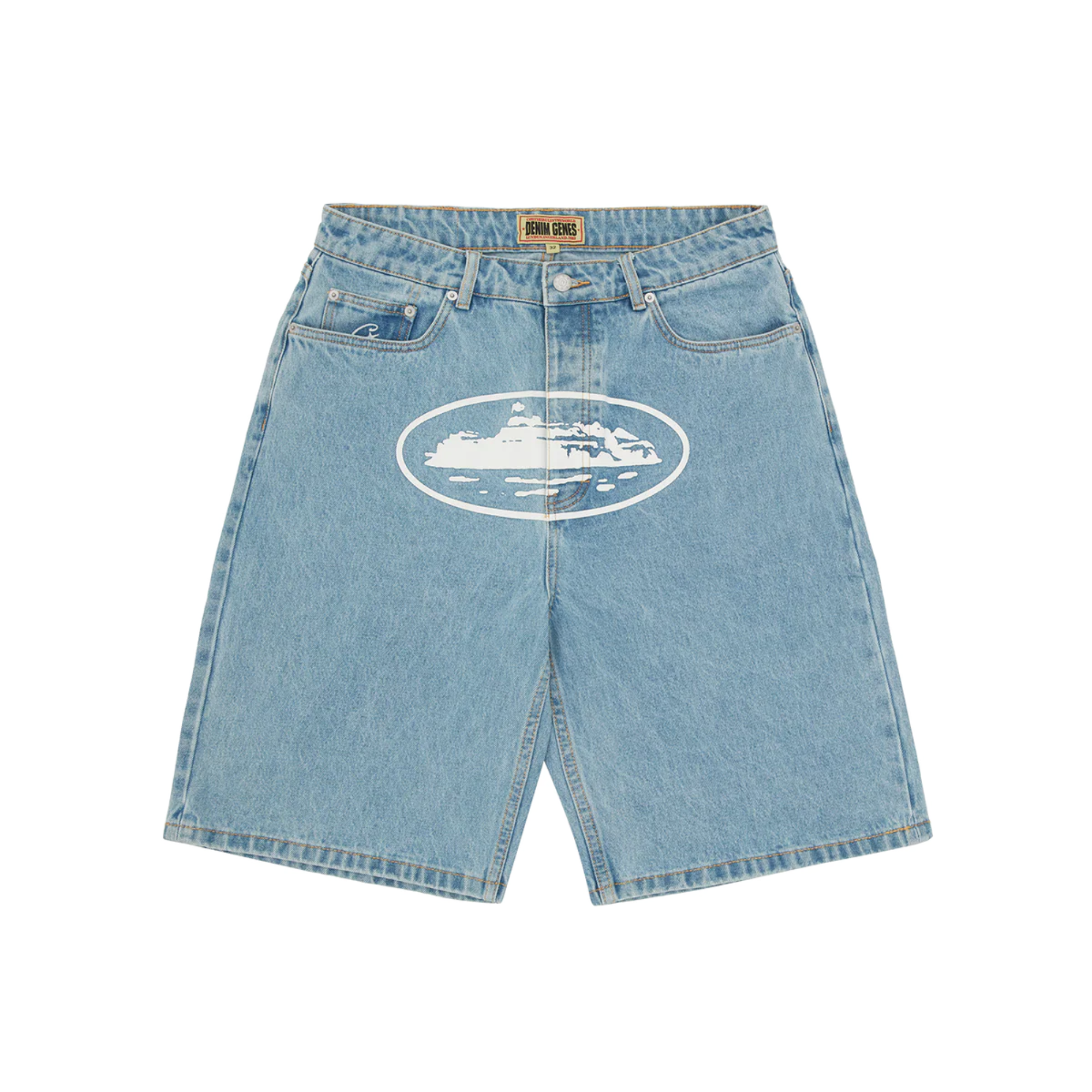Corteiz Alcatraz Denim Shorts Blue