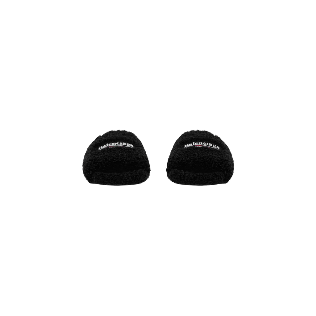 Balenciaga Furry Slide - Jet Black