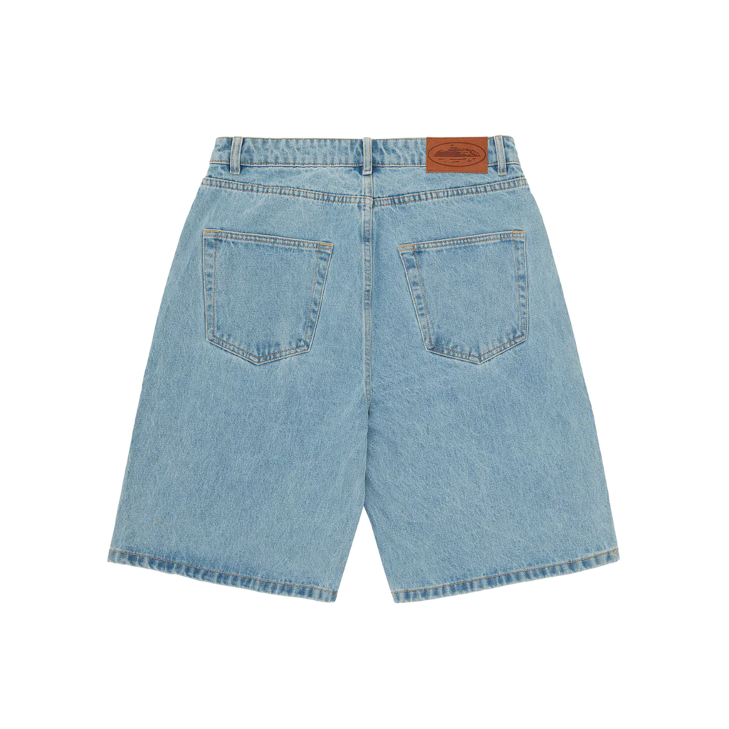 Corteiz Alcatraz Denim Shorts Blue